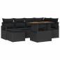 Preview: 7-teiliges Garten Sofa Set mit Kissen Schwarz Poly Rattan Akazie, 2-Sitzer Garten Sofa mit Kissen Schwarz Poly Rattan