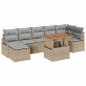 Preview: ARDEBO.de - 8-teiliges Garten Sofa Set mit Kissen Beige Poly Rattan Akazie, 2-Sitzer Garten Sofa mit Kissen Beige Poly Rattan