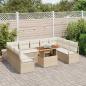 Preview: 10-teiliges Garten-Sofa-Set mit Kissen Beige Poly-Rattan Akazie, 2-Sitzer Garten-Sofa mit Kissen Beige Poly-Rattan