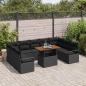 Preview: 10-teiliges Garten Sofa Set mit Kissen Schwarz Poly Rattan Akazie, 2-Sitzer Garten Sofa mit Kissen Schwarz Poly Rattan