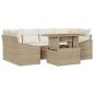 Preview: 7-teiliges Garten-Esszimmer-Set mit Kissen Beige Poly Rattan Akazie