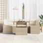 Preview: 7-teiliges Garten-Esszimmer-Set mit Kissen Beige Poly Rattan Akazie