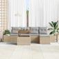 Preview: 6-teiliges Garten Esszimmer Set mit Kissen Beige Poly Rattan Akazie