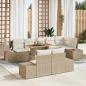 Preview: ARDEBO.de - 9-teiliges Garten Essset mit Kissen Beige Poly Rattan Akazienholz