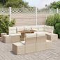Preview: 9-teiliges Garten Essset mit Kissen Beige Poly Rattan Akazienholz