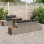Preview: 6-teiliges Garten-Esszimmer-Set mit Kissen Grau Poly-Rattan Akazie