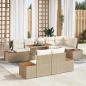 Preview: ARDEBO.de - 9-teilige Garten-Essgruppe mit Kissen Beige Poly-Rattan Akazie