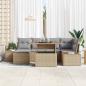 Preview: 7-teilige Garten-Essgruppe mit Kissen Beige Poly-Rattan Akazie