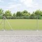 Preview: ARDEBO.de - Kettengliedzaun mit 7 Flanschpfosten 0.8x10 m Verzinkter Stahl