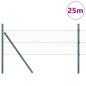 Preview: Sechseckzaun Grün 0,4x25 m Stahl, Zaunpfosten 13 Stück Grün Ø32 mm 80 cm verzinkter Stahl