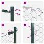 Preview: Sechseckzaun Grün 0.6x50 m Stahl, Zaunpfosten 13 Stück Grün Ø32 mm 100 cm verzinkter Stahl