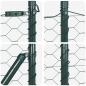 Preview: Sechseckzaun Grün 0.6x50 m Stahl, Zaunpfosten 13 Stück Grün Ø32 mm 100 cm verzinkter Stahl