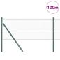 Preview: Sechseckzaun Grün 0.6x100 m Stahl, Zaunpfosten 13 Stück Grün Ø32 mm 100 cm Verzinkter Stahl