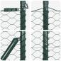 Preview: Hexagon Zaun Grün 1,6x100 m Stahl, Zaunpfosten 13 Stück Grün Ø32 mm 210 cm Galvanisierter Stahl