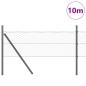 Preview: Sechseckzaun Grau 0.5x10 m Stahl, Zaunpfosten 7 Stk Grau Ø32 mm 100 cm Verzinkter Stahl