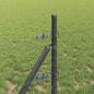 Preview: Sechseckzaun Grau 0.8x10 m Stahl, Zaunpfosten 7 Stk Grau Ø32 mm 120 cm Verzinkter Stahl