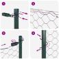Preview: Sechseckiger Zaun Grau 0,6x50 m Stahl, Zaunpfosten 13 Stk Grün Ø32 mm 100 cm galvanisierter Stahl