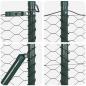 Preview: Hexagon Zaun Grau 0.6x100 m Stahl, Zaunpfosten 13 Stk Grün Ø32 mm 100 cm Verzinkter Stahl