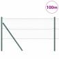 Preview: Sechseckzaun Grau 0.6x100 m Stahl, Zaunpfosten 13 Stück Grün Ø32 mm 100 cm Verzinkter Stahl
