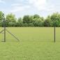 Preview: ARDEBO.de - Hexagonzaun Grau 0.6x50 m Stahl, Zaunpfosten mit Spike 13 Stück Ø32 mm 80 cm galvanisierter Stahl