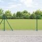 Preview: ARDEBO.de - Sechseckzaun Grün 1x100 m Stahl, Zaunpfosten mit Fundamentplatten 13 Stück Ø32mm 110cm verzinkter Stahl