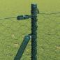 Preview: Sechseckzaun Grün 1x100 m Stahl, Zaunpfosten mit Fundamentplatten 13 Stück Ø32mm 110cm verzinkter Stahl