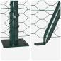Preview: Sechseckzaun Grün 1,6x100 m Stahl, Zaunpfosten mit Basisplatten 13 Stück Ø32mm 88,5cm verzinkter Stahl
