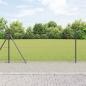Preview: ARDEBO.de - Sechseckzaun Grau 1x10 m Stahl, Zaunpfosten mit Bodenplatten 7 Stück Ø32mm 110cm verzinkter Stahl