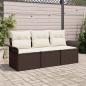 Preview: ARDEBO.de - 3-teiliges Garten Sofa Set mit Kissen Braunes Poly Rattan, 2-Sitzer Garten Sofa mit Stauraum & Kissen Braunes Poly Rattan