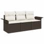 Preview: 3-teiliges Garten Sofa Set mit Kissen Braunes Poly Rattan, 2-Sitzer Garten Sofa mit Stauraum & Kissen Braunes Poly Rattan