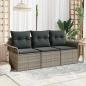 Preview: ARDEBO.de - 3-teilige Garten Sofa Set mit Kissen Grau Poly Rattan, 2-Sitzer Garten Sofa mit Stauraum & Kissen Grau Poly Rattan