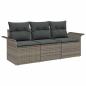 Preview: 3-teilige Garten Sofa Set mit Kissen Grau Poly Rattan, 2-Sitzer Garten Sofa mit Stauraum & Kissen Grau Poly Rattan