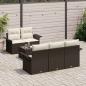 Preview: 6-teiliges Garten Sofa Set mit Kissen Braun Poly Rattan, 2-Sitzer Garten Sofa mit Stauraum & Kissen Braun Poly Rattan
