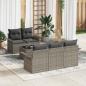 Preview: ARDEBO.de - 6-teiliges Garten Sofa Set mit Kissen Grau Poly Rattan, 2-Sitzer Garten Sofa mit Stauraum & Kissen Grau Poly Rattan