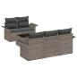 Preview: 6-teiliges Garten Sofa Set mit Kissen Grau Poly Rattan, 2-Sitzer Garten Sofa mit Stauraum & Kissen Grau Poly Rattan