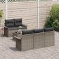 Preview: 6-teiliges Garten Sofa Set mit Kissen Grau Poly Rattan, 2-Sitzer Garten Sofa mit Stauraum & Kissen Grau Poly Rattan