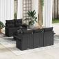 Preview: ARDEBO.de - 6-teiliges Garten Sofa Set mit Kissen Schwarz Poly Rattan, 2-Sitzer Garten Sofa mit Stauraum & Kissen Schwarz Poly Rattan