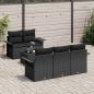Preview: 6-teiliges Garten Sofa Set mit Kissen Schwarz Poly Rattan, 2-Sitzer Garten Sofa mit Stauraum & Kissen Schwarz Poly Rattan
