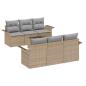 Preview: 7-teiliges Garten Sofa Set mit Kissen Beige Poly Rattan, 2-Sitzer Garten Sofa mit Stauraum & Kissen Beige Poly Rattan