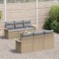 Preview: 7-teiliges Garten Sofa Set mit Kissen Beige Poly Rattan, 2-Sitzer Garten Sofa mit Stauraum & Kissen Beige Poly Rattan