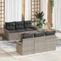 Preview: ARDEBO.de - 7-teiliges Garten-Sofa-Set mit Kissen Hellgrau Poly Rattan, 2-Sitzer Garten-Sofa mit Stauraum & Kissen Hellgrau Poly Rattan