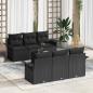 Preview: ARDEBO.de - 7-teiliges Garten-Sofa-Set mit Kissen Schwarz Poly-Rattan, 2-Sitzer Garten-Sofa mit Stauraum & Kissen Schwarz Poly-Rattan