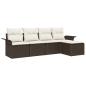 Preview: ARDEBO.de - 5-teiliges Garten-Sofa-Set mit Kissen in Braun Poly Rattan, 2-Sitzer Garten-Sofa mit Stauraum & Kissen in Braun Poly Rattan