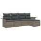 Preview: 5-teilige Garten Sofa Set mit Kissen Grau Poly Rattan, 2-Sitzer Garten Sofa mit Stauraum & Kissen Grau Poly Rattan