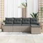 Preview: 5-teiliges Garten-Sofa Set mit Kissen Hellgrau Poly-Rattan, 2-Sitzer Garten-Sofa mit Stauraum & Kissen Hellgrau Poly-Rattan