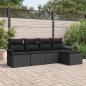 Preview: ARDEBO.de - 5-teiliges Garten Sofa Set mit Kissen Schwarzes Poly Rattan, 2-Sitzer Garten Sofa mit Stauraum & Kissen Schwarzes Poly Rattan
