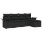Preview: 5-teiliges Garten Sofa Set mit Kissen Schwarzes Poly Rattan, 2-Sitzer Garten Sofa mit Stauraum & Kissen Schwarzes Poly Rattan