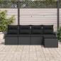 Preview: 5-teiliges Garten Sofa Set mit Kissen Schwarzes Poly Rattan, 2-Sitzer Garten Sofa mit Stauraum & Kissen Schwarzes Poly Rattan