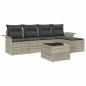 Preview: 6-teiliges Garten Sofa Set mit Kissen Grau Poly Rattan, 2-Sitzer Garten Sofa mit Stauraum & Kissen Hellgrau Poly Rattan