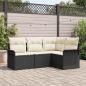 Preview: ARDEBO.de - 4-teiliges Garten Sofa Set mit Kissen schwarzes Poly Rattan, 2-Sitzer Garten Sofa mit Stauraum & Kissen schwarzes Poly Rattan